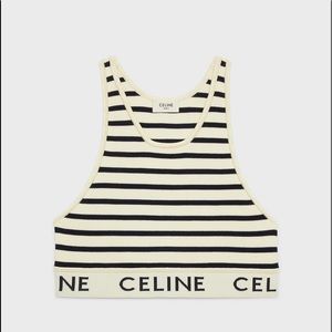 Auth Celine Mesh/ Knit Sports Crop Top